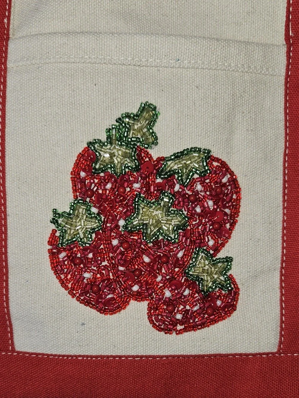NWT Viral Beaded Strawberry Mini Canvas Tote & Coin Purse – Handcrafted in India